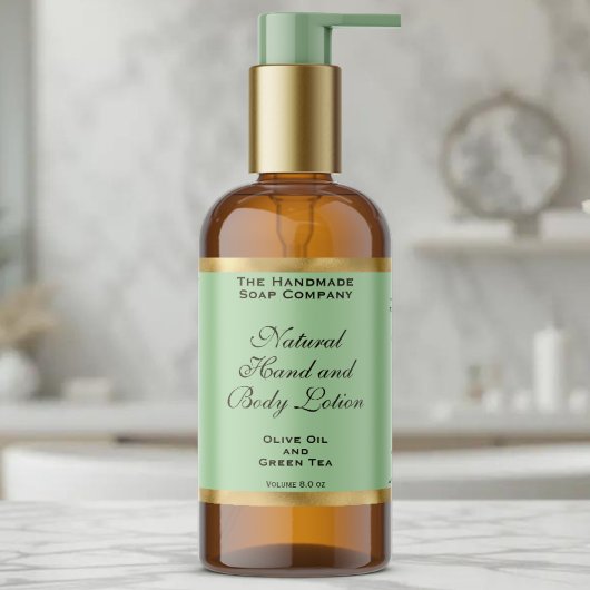 Étiquette de flacon de cosmétiques vert olive et f
