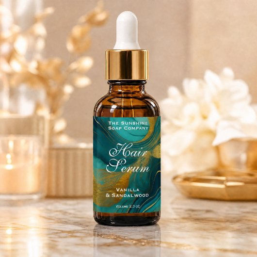 Étiquette de flacon de cosmétiques Vert sarcelle e