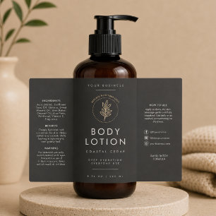 Étiquette de flacon de lotion 8oz avec logo noir