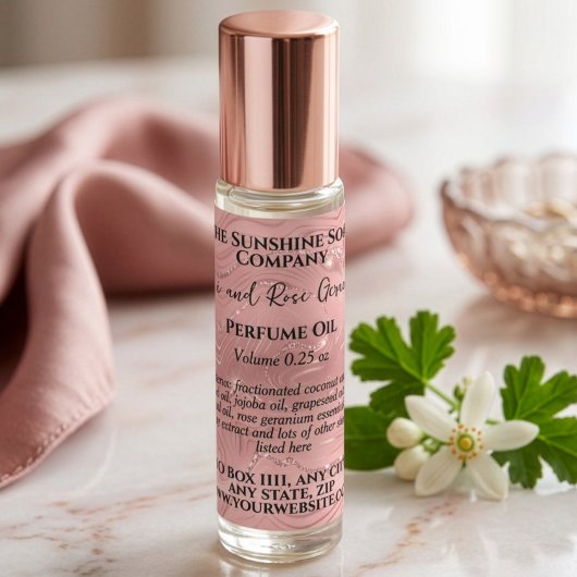 Étiquette de flacon de parfum à bille avec feuille