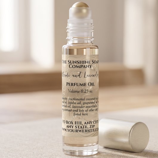 étiquette de flacon de parfum à bille en feuille d