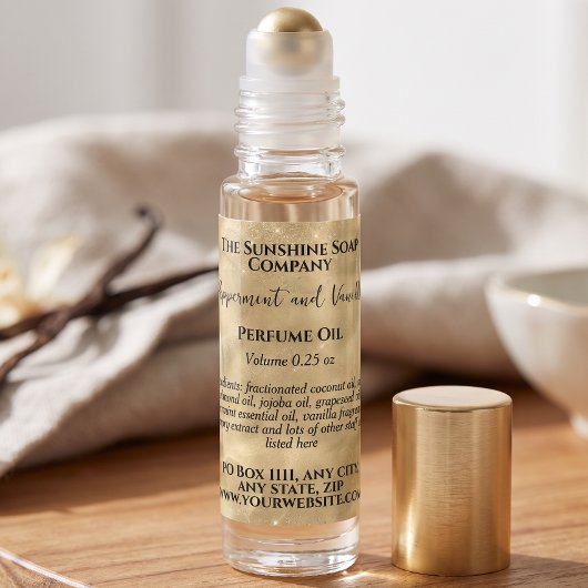 étiquette de flacon de parfum à bille Gold Sparkle