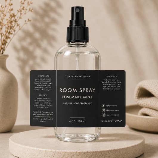 Étiquette de flacon de spray pour pièce noire mode
