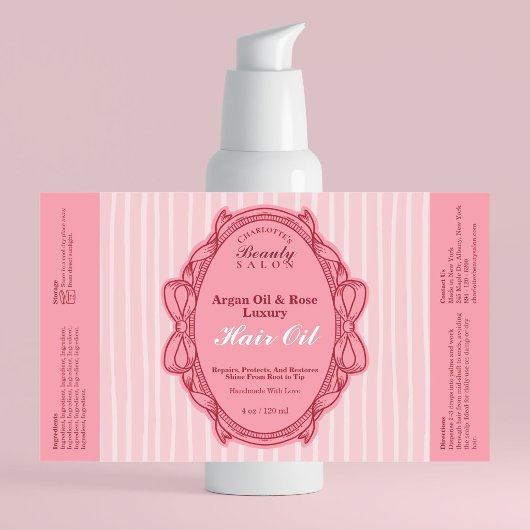 Étiquette de flacon d'huile de beauté à cadre à ru