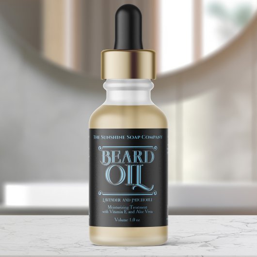 Étiquette de flacon d'huile pour barbe noire vinta