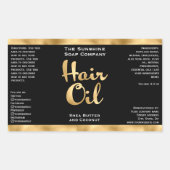 Étiquette de flacon d'huile pour cheveux noirs et  (Devant)
