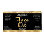 Étiquette de flacon d'huile pour le visage noir et (Devant)