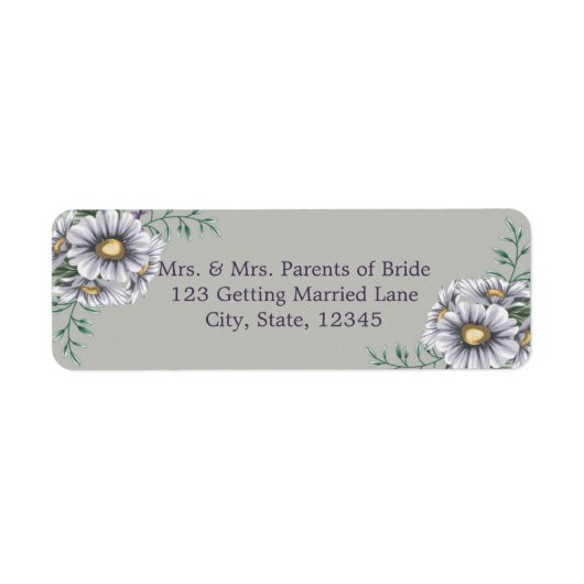 Étiquette de fleurs d'aquarelle violette (Devant)