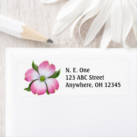 Étiquette de fleurs de bois rose (En situation)