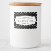 Étiquette de fleurs de polka d'olives noires (Devant)