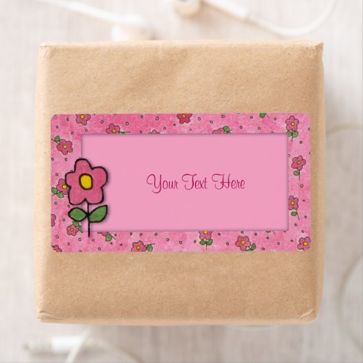 Étiquette de fleurs roses (En situation)