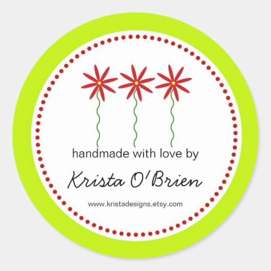 Étiquette de fleurs rouges pour les objets artisan (Devant)