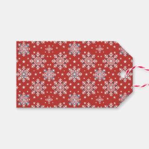 Étiquette de flocon de neige de Noël Rouge Blanc B