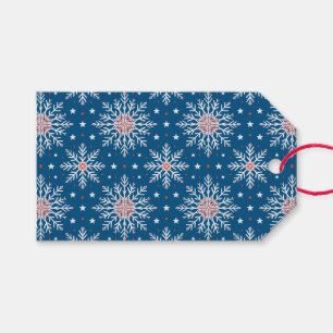 Étiquette de flocon de neige de Noël Rouge Blanc B