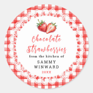 Étiquette de Fraise Recouverte de Chocolat Faite M