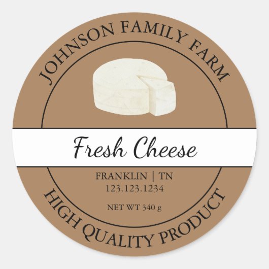 Étiquette de fromage frais de ferme (Devant)