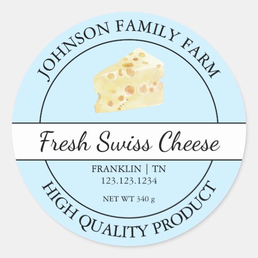 Étiquette de fromage suisse frais ferme (Devant)