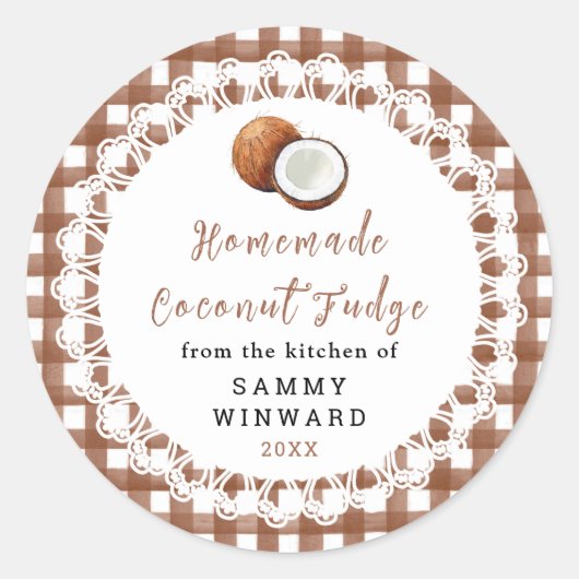 Étiquette de Fudge à la Noix de Coco Maison (Devant)
