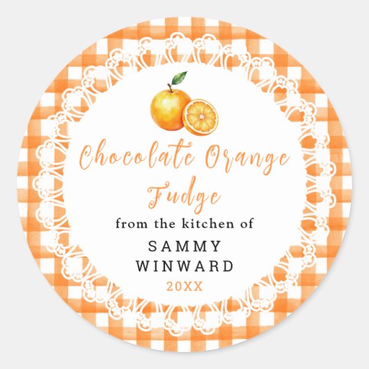 Étiquette de Fudge au Chocolat et à l'Orange Faite (Devant)