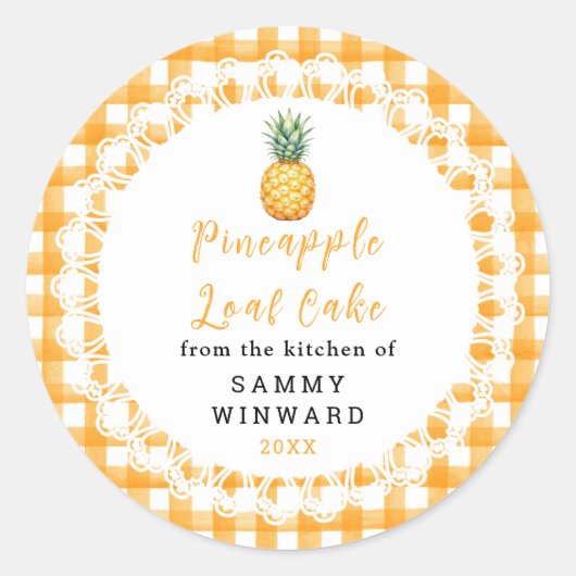 Étiquette de gâteau au pain d'ananas fait maison (Devant)