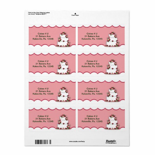 Étiquette de gâteau mariage (Feuille entière)