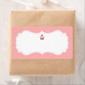 Étiquette de gâteau rose doux et élégant (En situation)