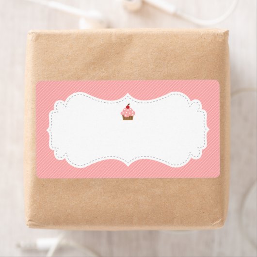 Étiquette de gâteau rose doux et élégant (En situation)