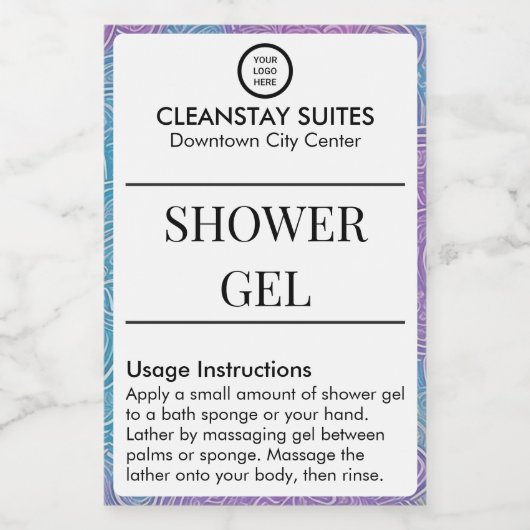 Étiquette de gel douche waterproof à bordure flora (Étiquettes simples)