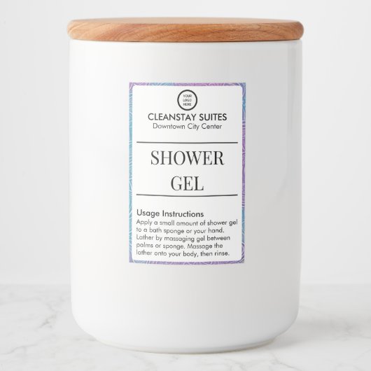 Étiquette de gel douche waterproof à bordure flora (Devant)