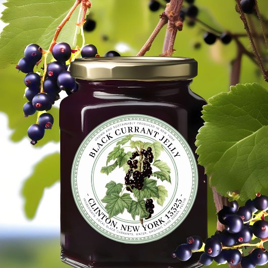 Étiquette de gelée avec le currant noir natif