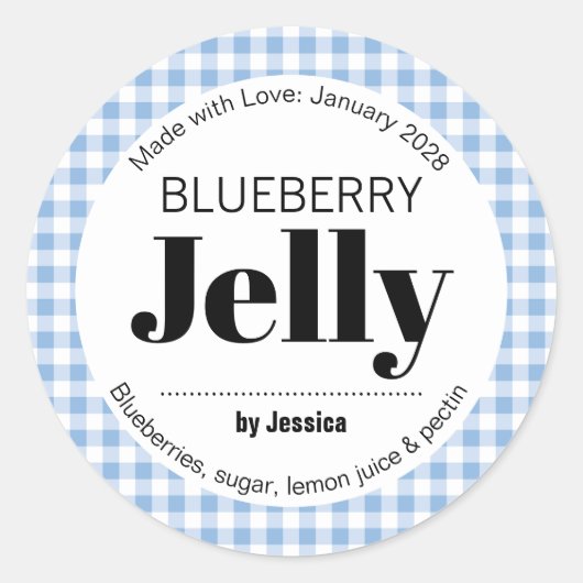 Étiquette de gelée Gingham personnalisable (Devant)