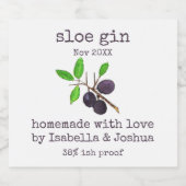 Étiquette de Gin de Prunelle fait avec amour (Étiquettes simples)