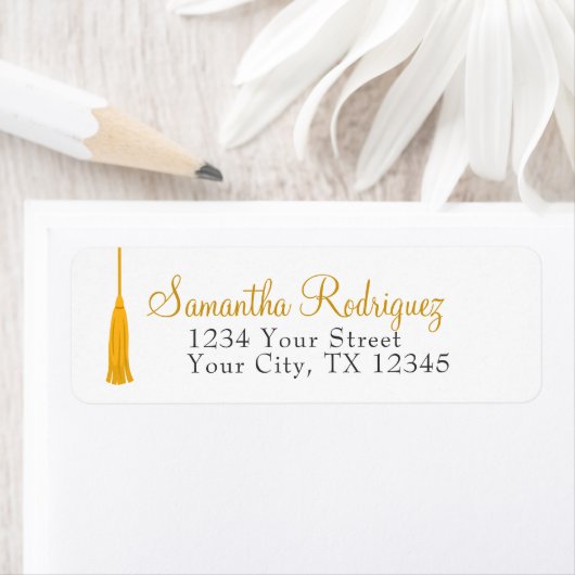 Étiquette de graduation de Tassel Jaune (En situation)