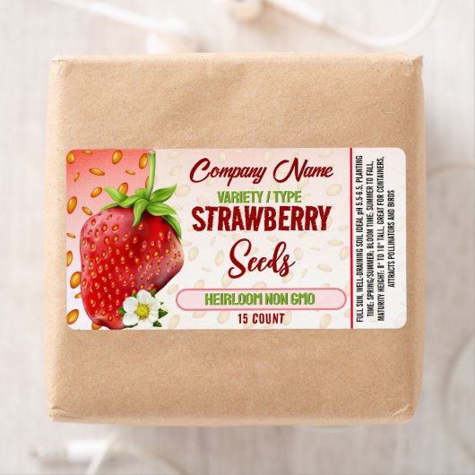 Étiquette de graines de fraise (En situation)
