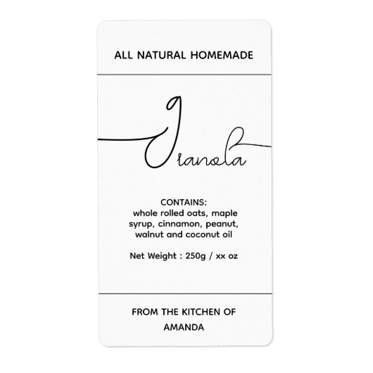 Étiquette de Granola fait maison vertical (Devant)