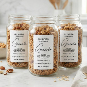 Étiquette de Granola Maison Verticale à Script Sim