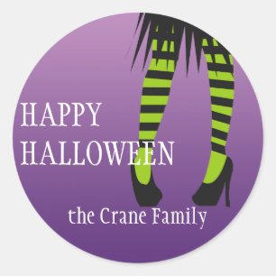 Étiquette de Halloween de jambes de rayure de