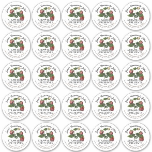 étiquette de jam à fraise de 2,5 pouces et Étiquet (Devant)