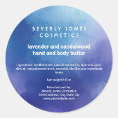 Étiquette de jarre bleu et violet aquarelle (Devant)