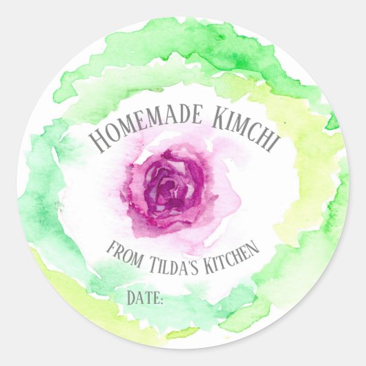Étiquette de jarre de canne à chou Kimchi maison (Devant)