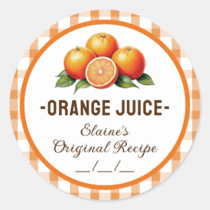 Étiquette de jus d'orange à motif à carreaux