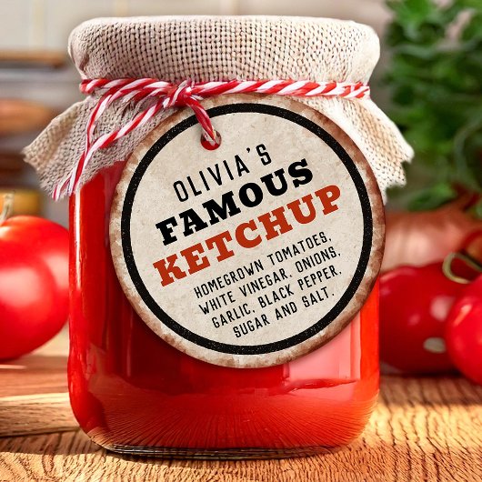 étiquette de ketchup de tomate rouillée