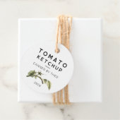 Étiquette de ketchup tomate avec feuille de tomate (En situation)