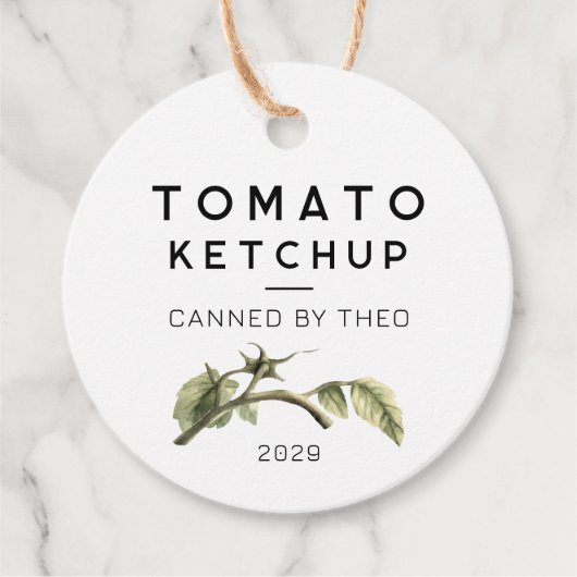 Étiquette de ketchup tomate avec feuille de tomate (Devant)