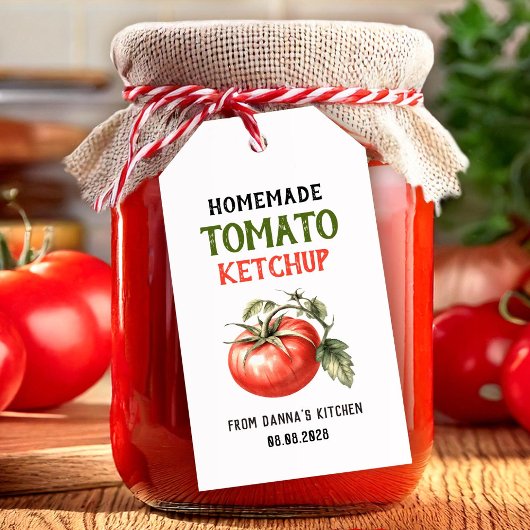 Étiquette de ketchup tomate avec tomate rouge
