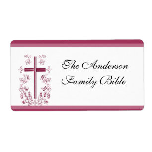 Étiquette de la Bible de Croix Rose
