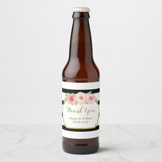 Étiquette de la bière noire Floral rose (Devant)