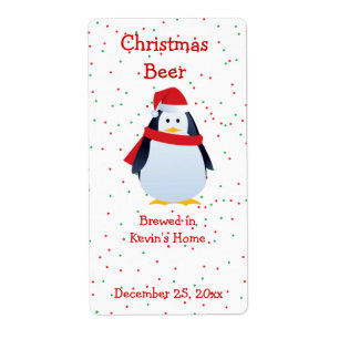 Étiquette de la bière Penguin de Noël