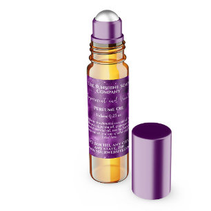 Étiquette de la bouteille à rouleaux de parfum pou