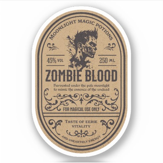 Étiquette de la bouteille d'apothèque d'Halloween  (Devant)